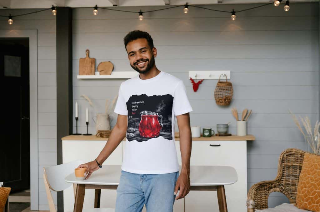 Happy man enjoying outdoor gathering at Cousins Dozens.
