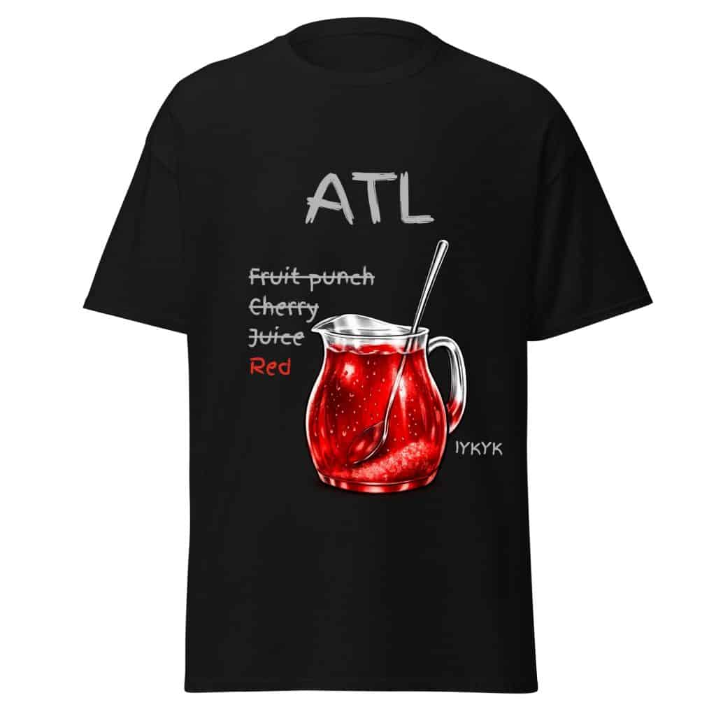 Vibrant red fruit punch graphic on a black T-shirt, perfect for Cousins Dozens enthusiasts and casua.