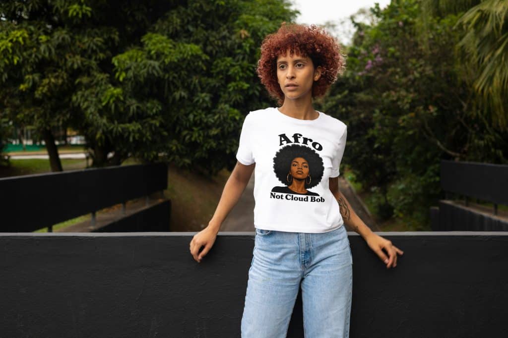 Afro Not Cloud Bob T-Shirt for Black Hair and Natural Style.