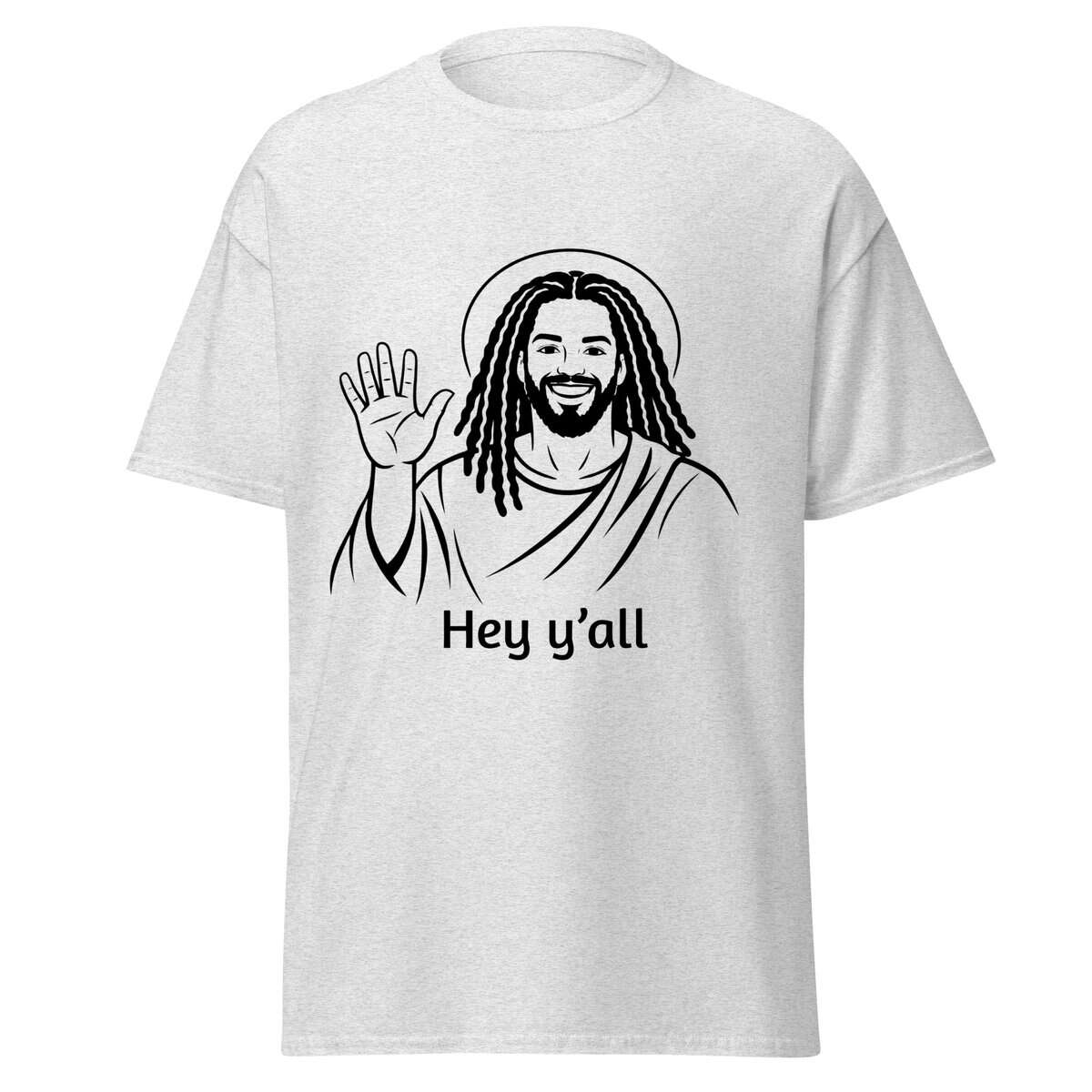 Casual Cousins Dozens T-shirt featuring "Hey y'all" graphic and friendly illustration.