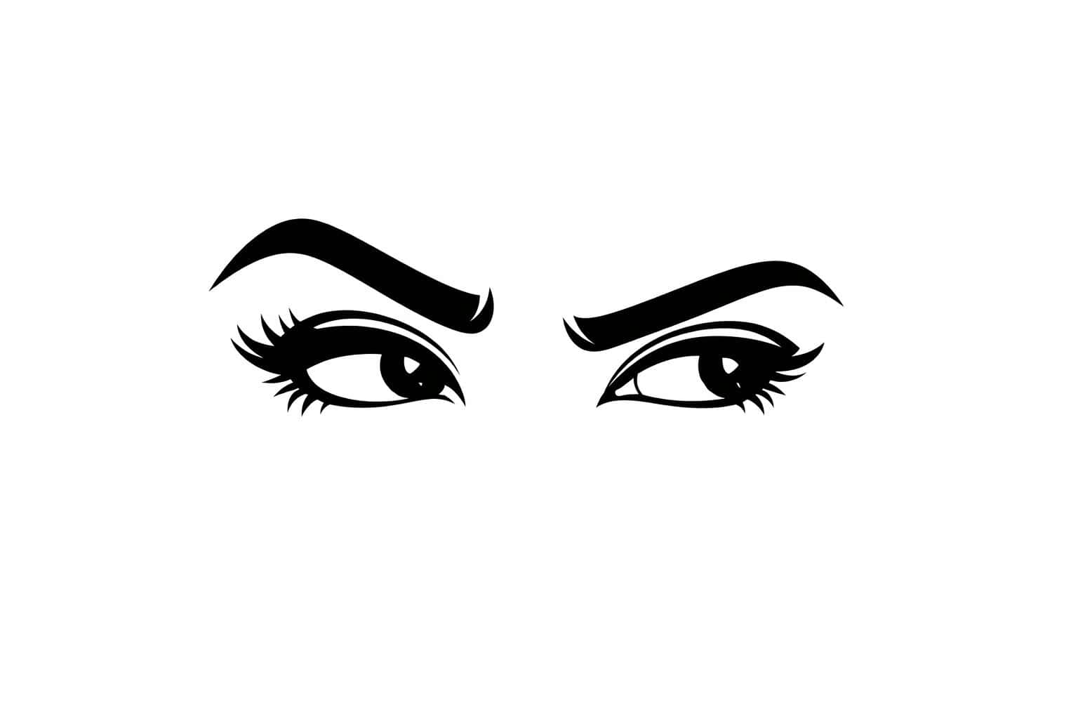 Close-up of stylish eye makeup with bold eyeliner and defined eyebrows.