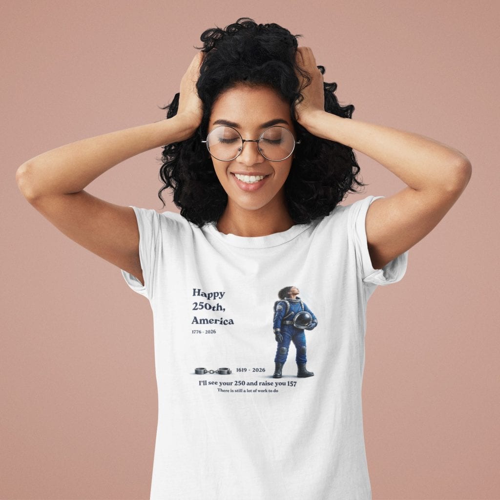 Space explorer 250th anniversary T-shirt, astronaut design, unique birthday gift for space enthusias.